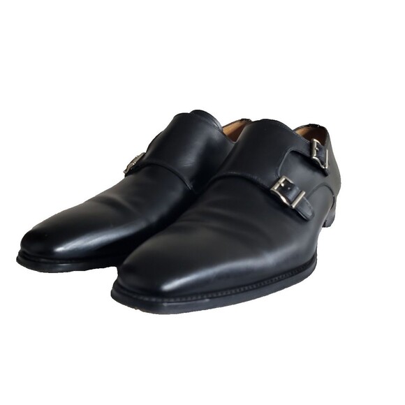 EUC Magnanni Men\'s Black Leather Double Monk Strap Loafer Dress Shoes Size 11 M main image 5